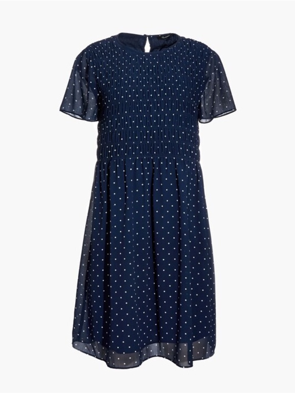 Madewell Georgette Smock-Top Mini Dress Women S Navy Polka Dot Like New AO284